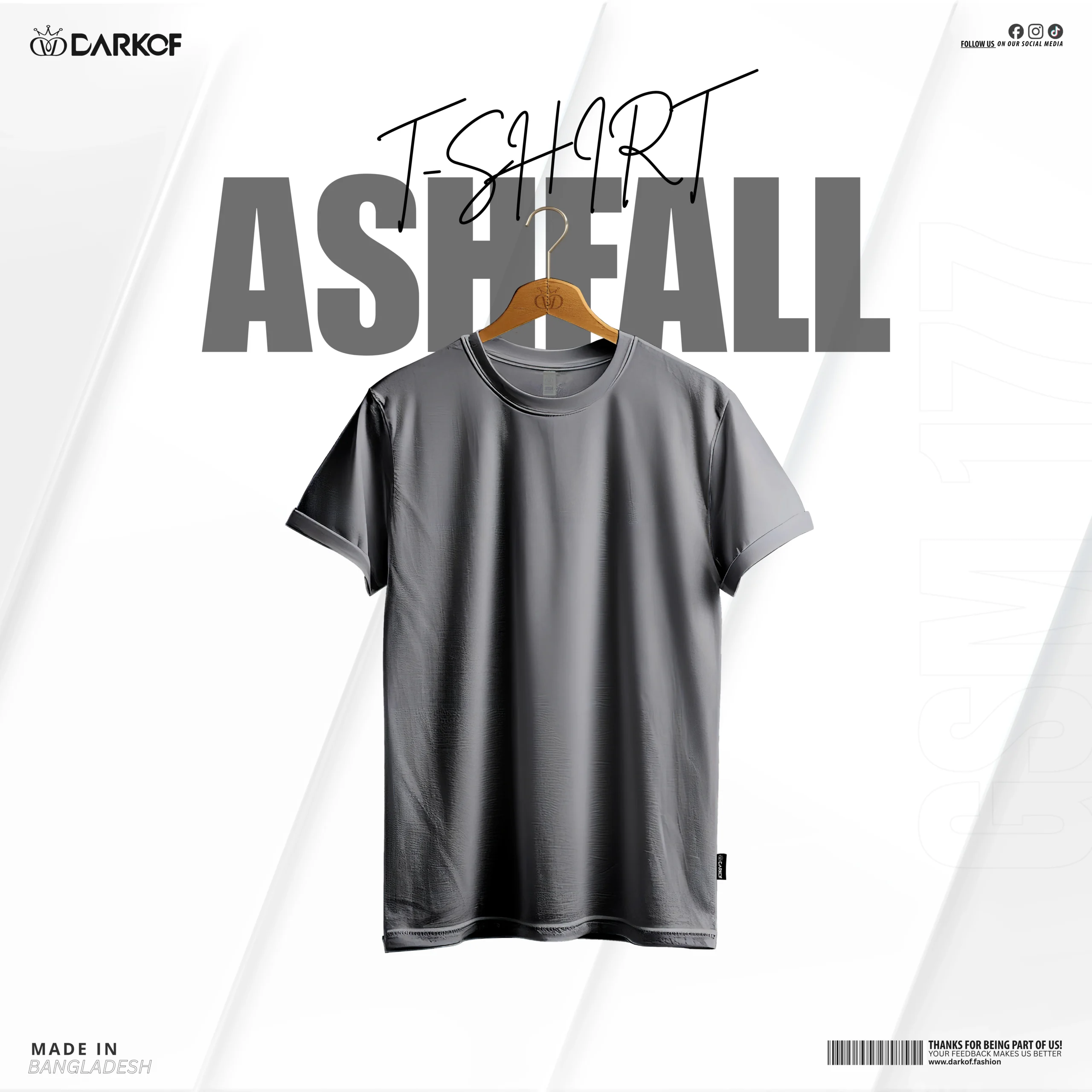 DARKOF HALF SLEEVE T-SHIRT ASHFALL