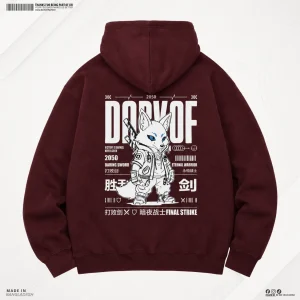 Man Premium Hoodie Wolf - Maroon